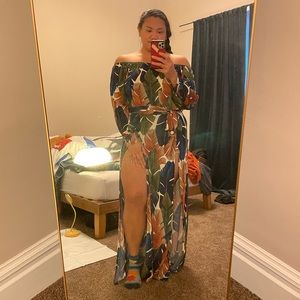 Floral Long sleeve Off the Shoulder Dress